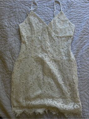superdown Ivory Lace Spaghetti Strap Mini Dress